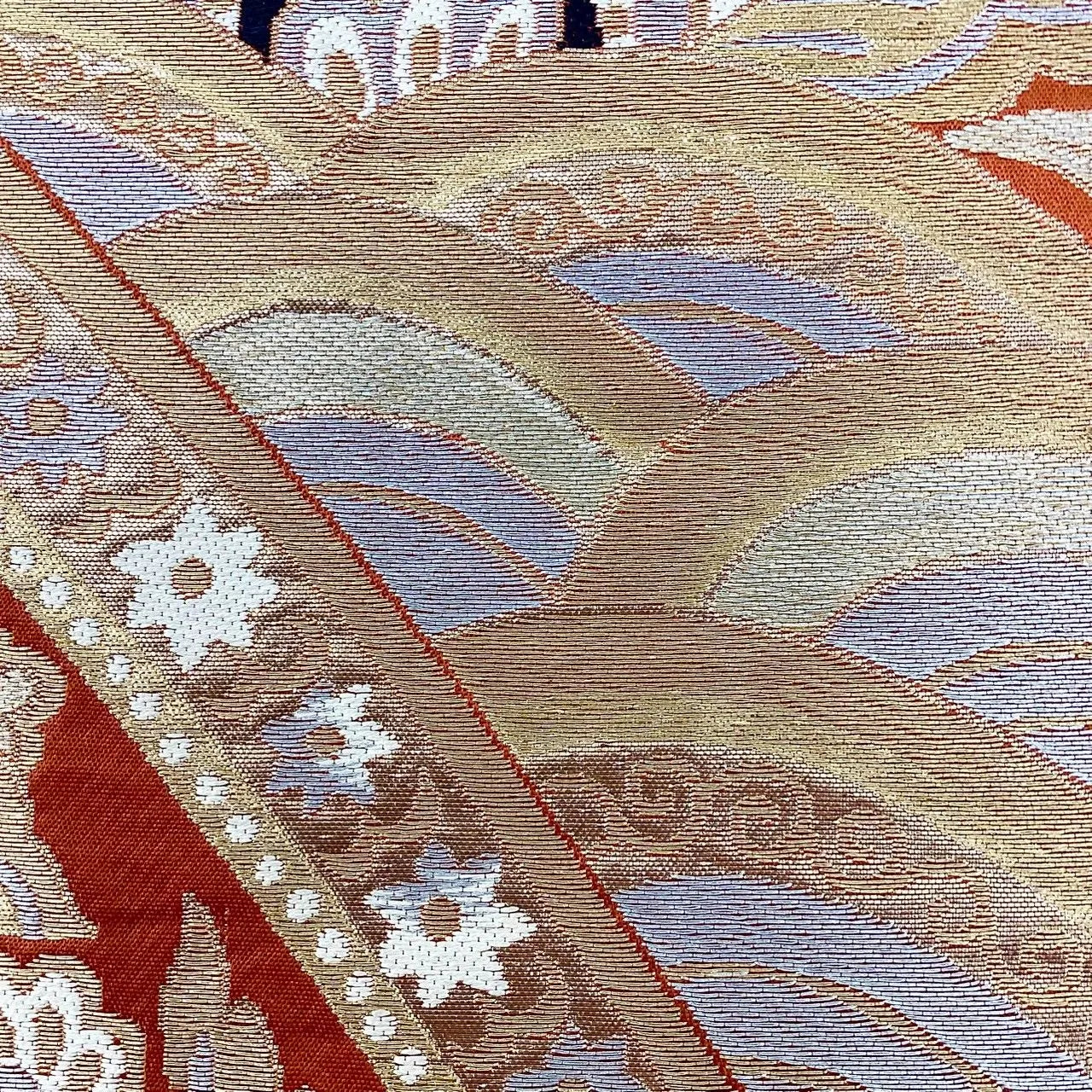 6714# Japanese Vintage Fukuro Obi Belt Kimono Fabric Silk Traditional