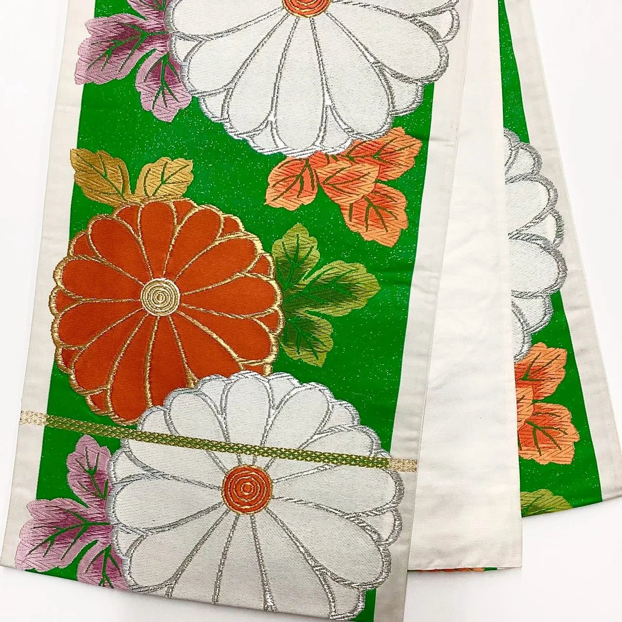 6720# Japanese Vintage Fukuro Obi Belt Kimono Fabric Silk Traditional Embroidery