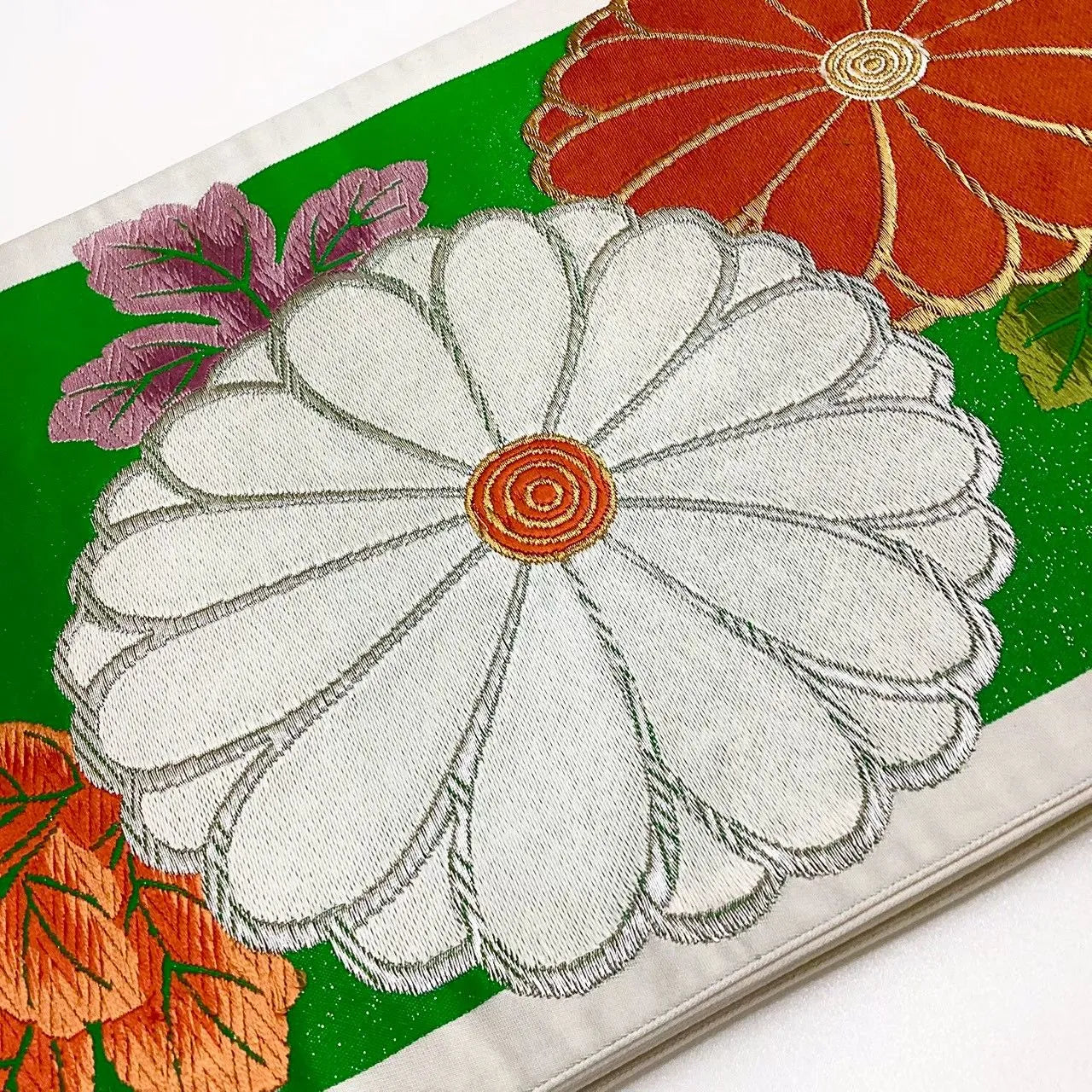 6720# Japanese Vintage Fukuro Obi Belt Kimono Fabric Silk Traditional Embroidery