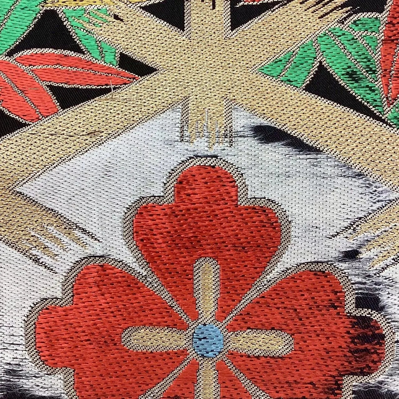 6727# Japanese Vintage Fukuro Obi Belt Kimono Fabric Silk Traditional Embroidery