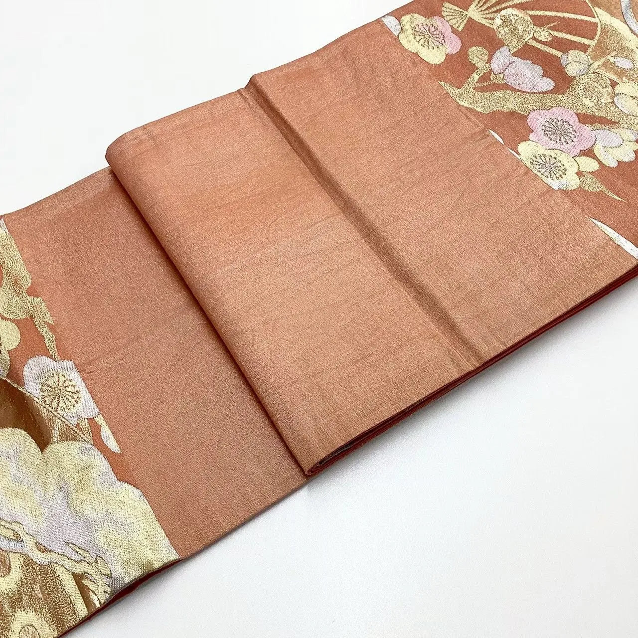 6735# Japanese Vintage Fukuro Obi Belt Kimono Fabric Silk Traditional