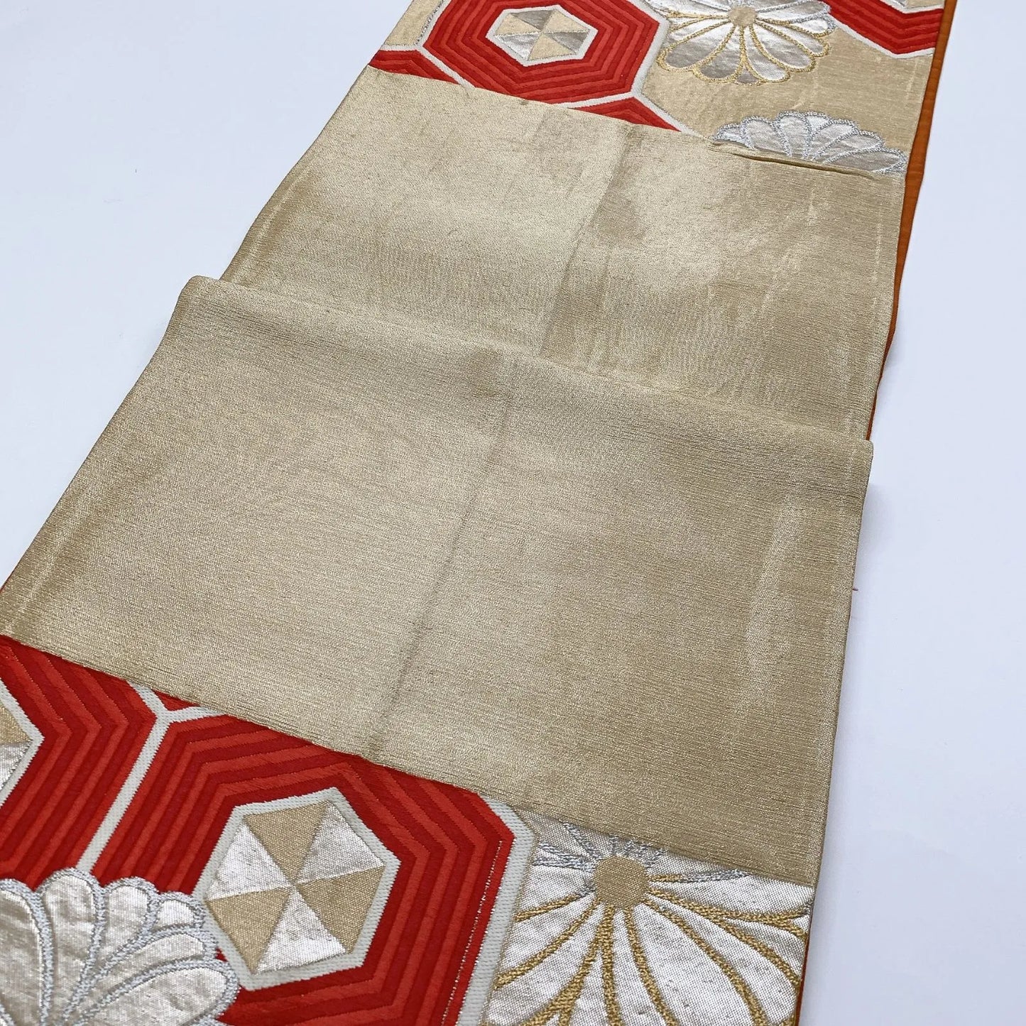6827# Japanese Vintage Fukuro Obi Belt Kimono Fabric Silk Traditional Untailored