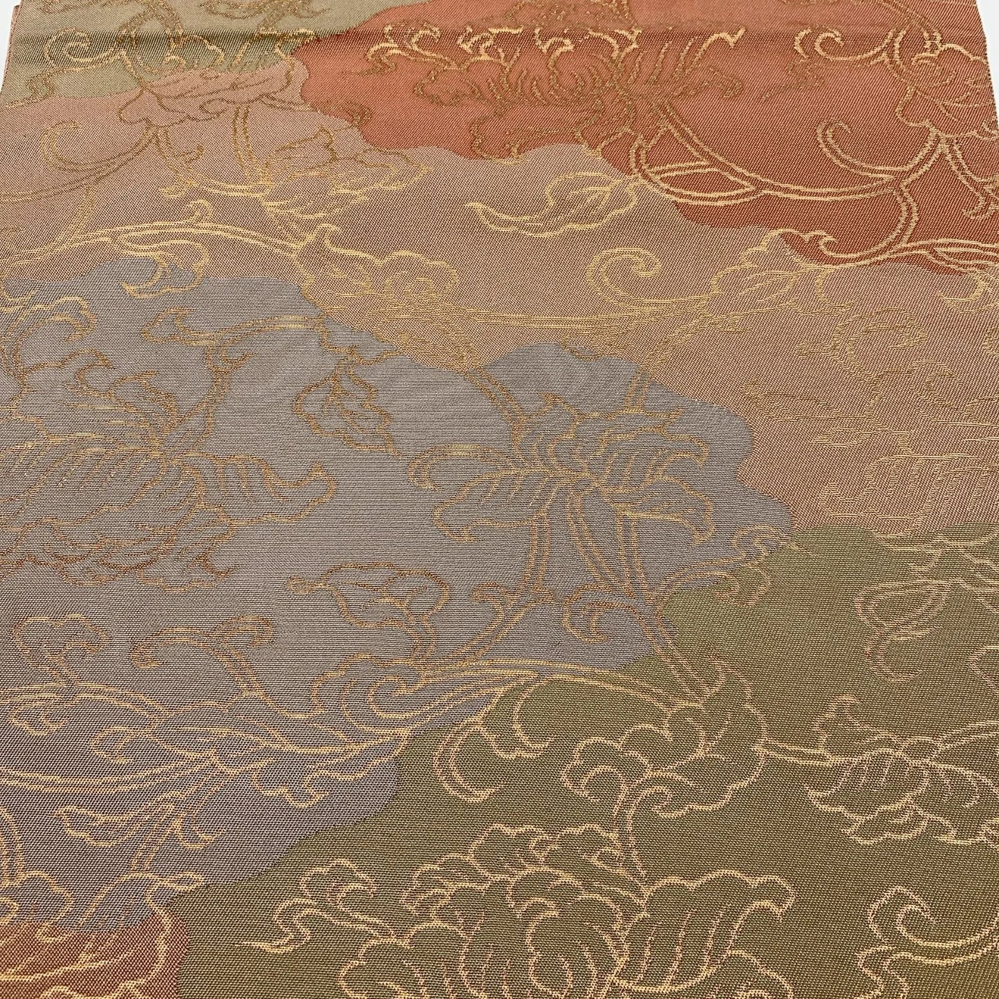 6841# Japanese Vintage Fukuro Obi Belt Kimono Fabric Silk Traditional 　