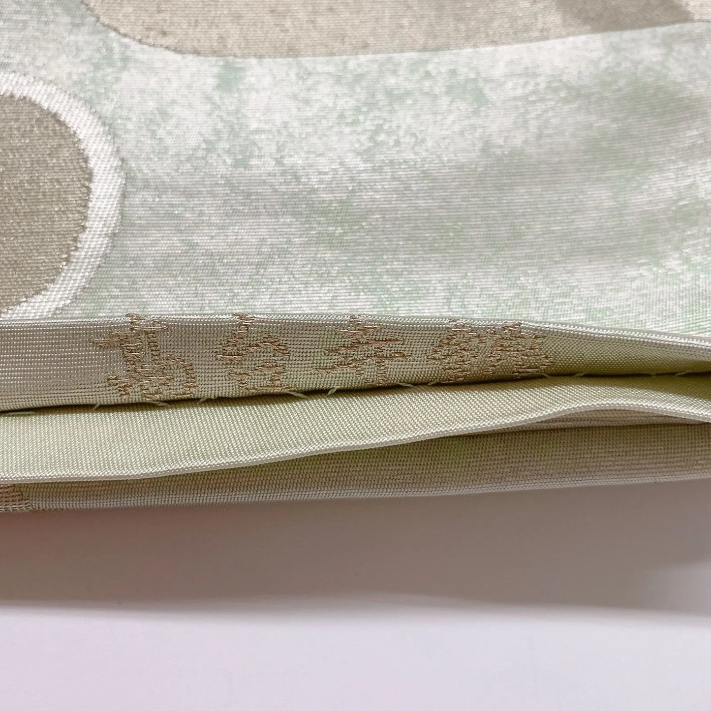 6859# Japanese Vintage Fukuro Obi Belt Kimono Fabric Silk Traditional Silver