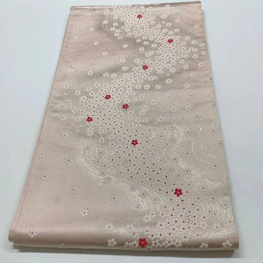 6840# Japanese Vintage Fukuro Obi Belt Kimono Fabric Silk Traditional Embroidery　