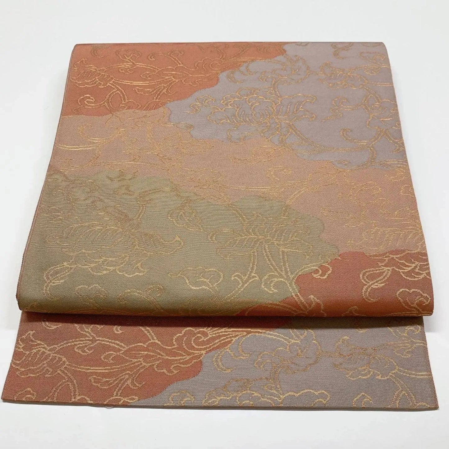 6841# Japanese Vintage Fukuro Obi Belt Kimono Fabric Silk Traditional 　
