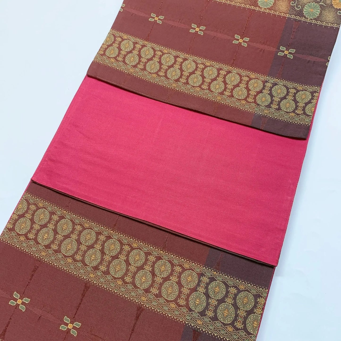 6864# Japanese Vintage Fukuro Obi Belt Kimono Fabric Silk All-over pattern　