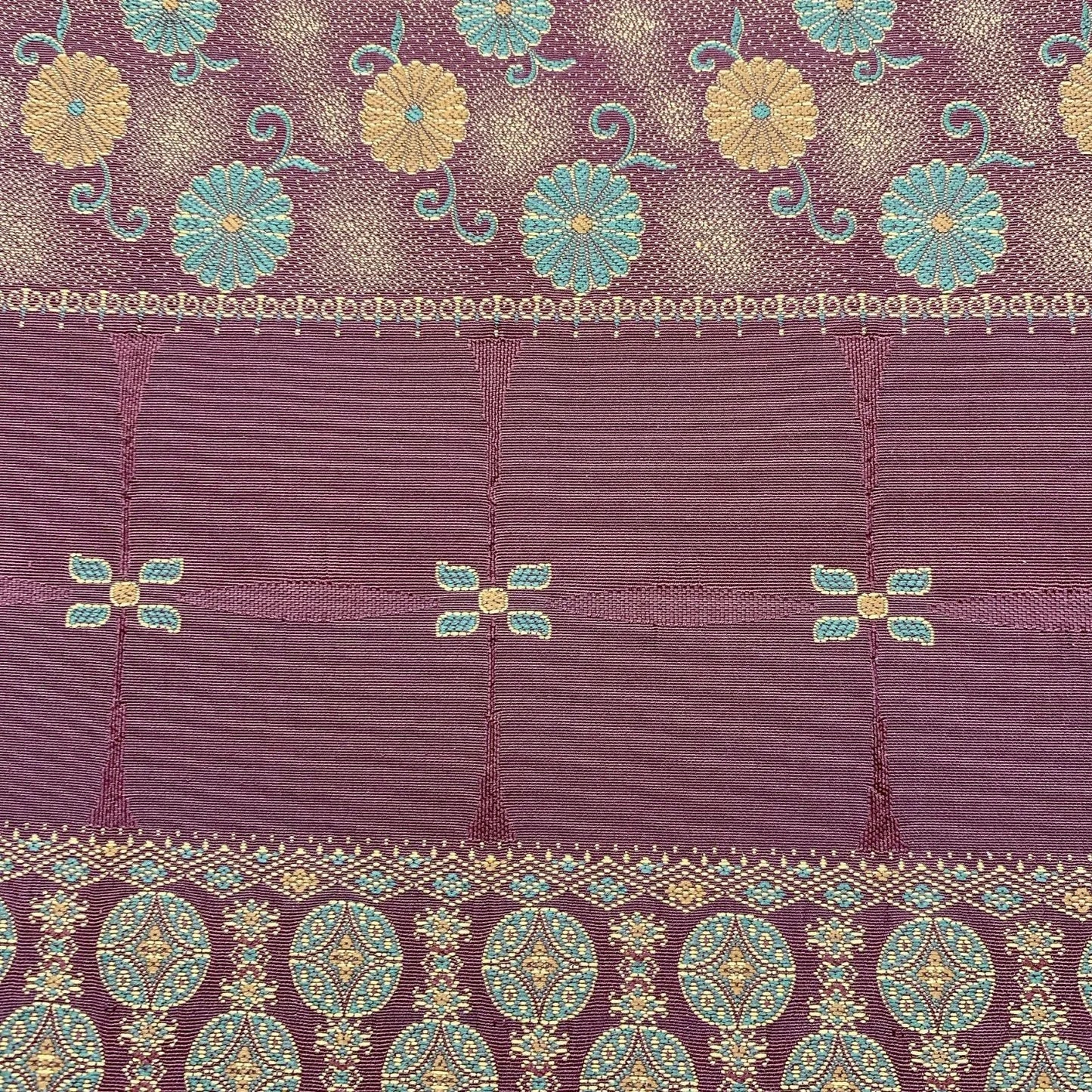 6864# Japanese Vintage Fukuro Obi Belt Kimono Fabric Silk All-over pattern　