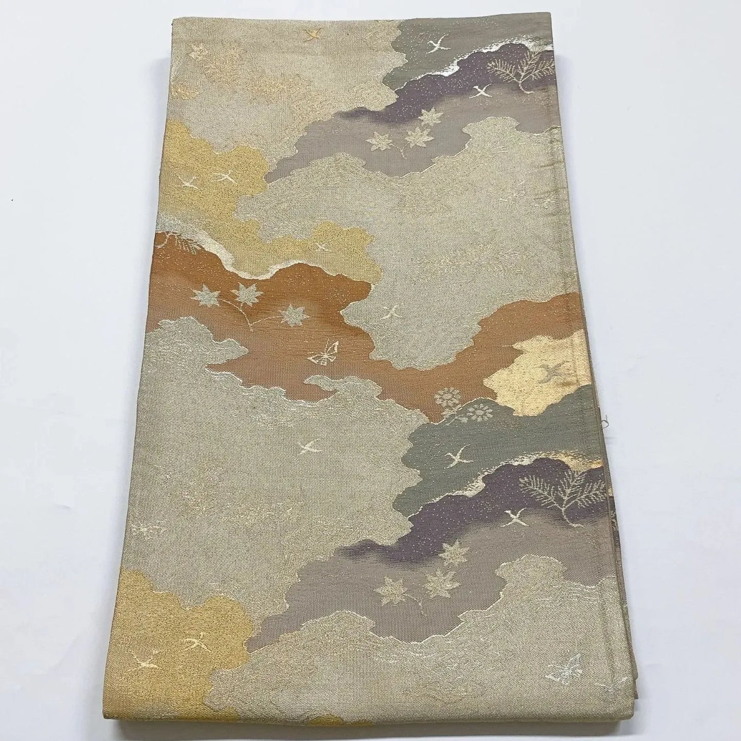 6897# Japanese Vintage Fukuro Obi Belt Kimono Fabric Silk Traditional Untailored