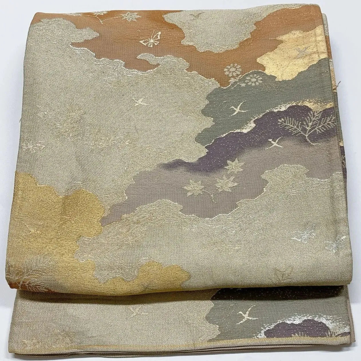 6897# Japanese Vintage Fukuro Obi Belt Kimono Fabric Silk Traditional Untailored