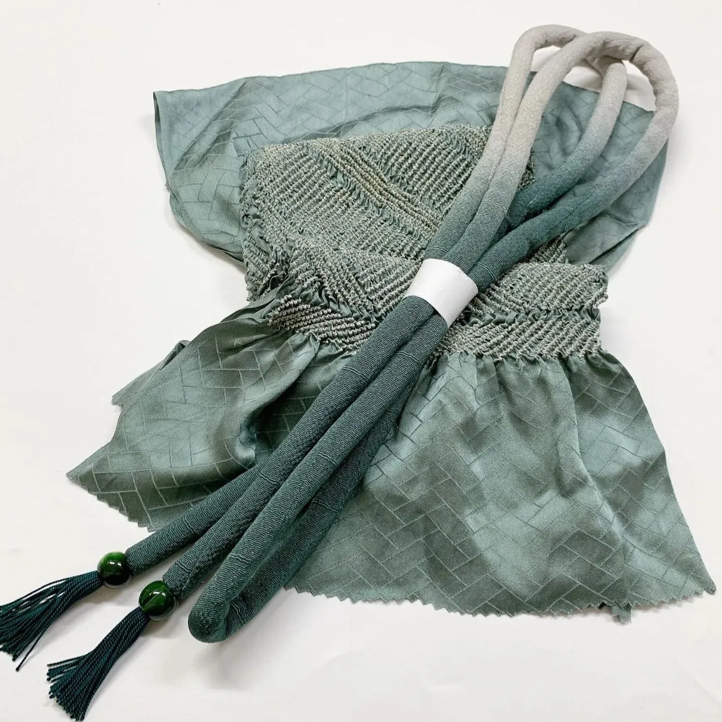 6954# Japanese Kimono Accessory Obiage and Obijime 2-piece Set Silk Shibori
