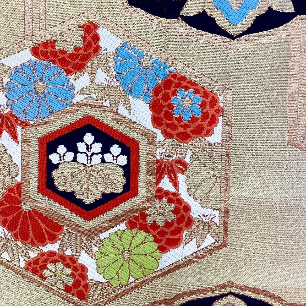 6982# Japanese Vintage Fukuro Obi Belt Kimono Fabric Silk Traditional