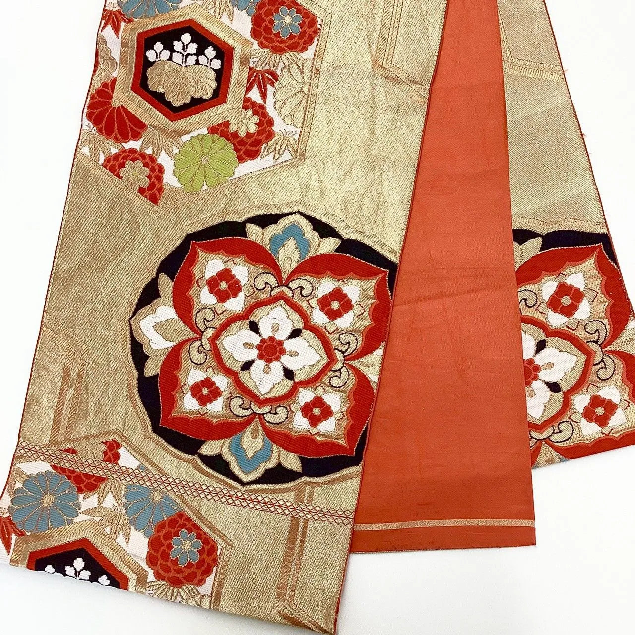 6982# Japanese Vintage Fukuro Obi Belt Kimono Fabric Silk Traditional