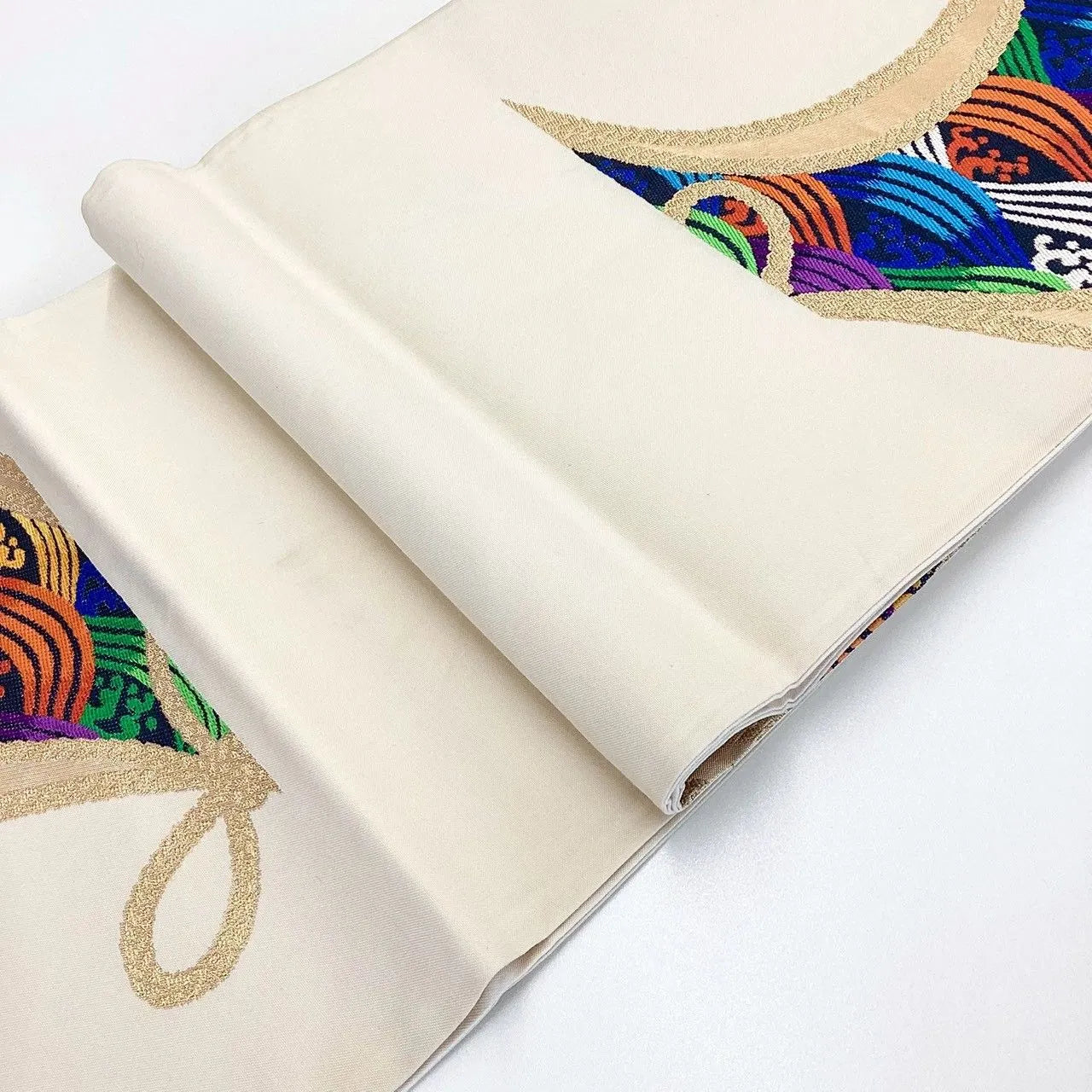 6983# Japanese Vintage Fukuro Obi Belt Kimono Fabric Silk Traditional Embroidery