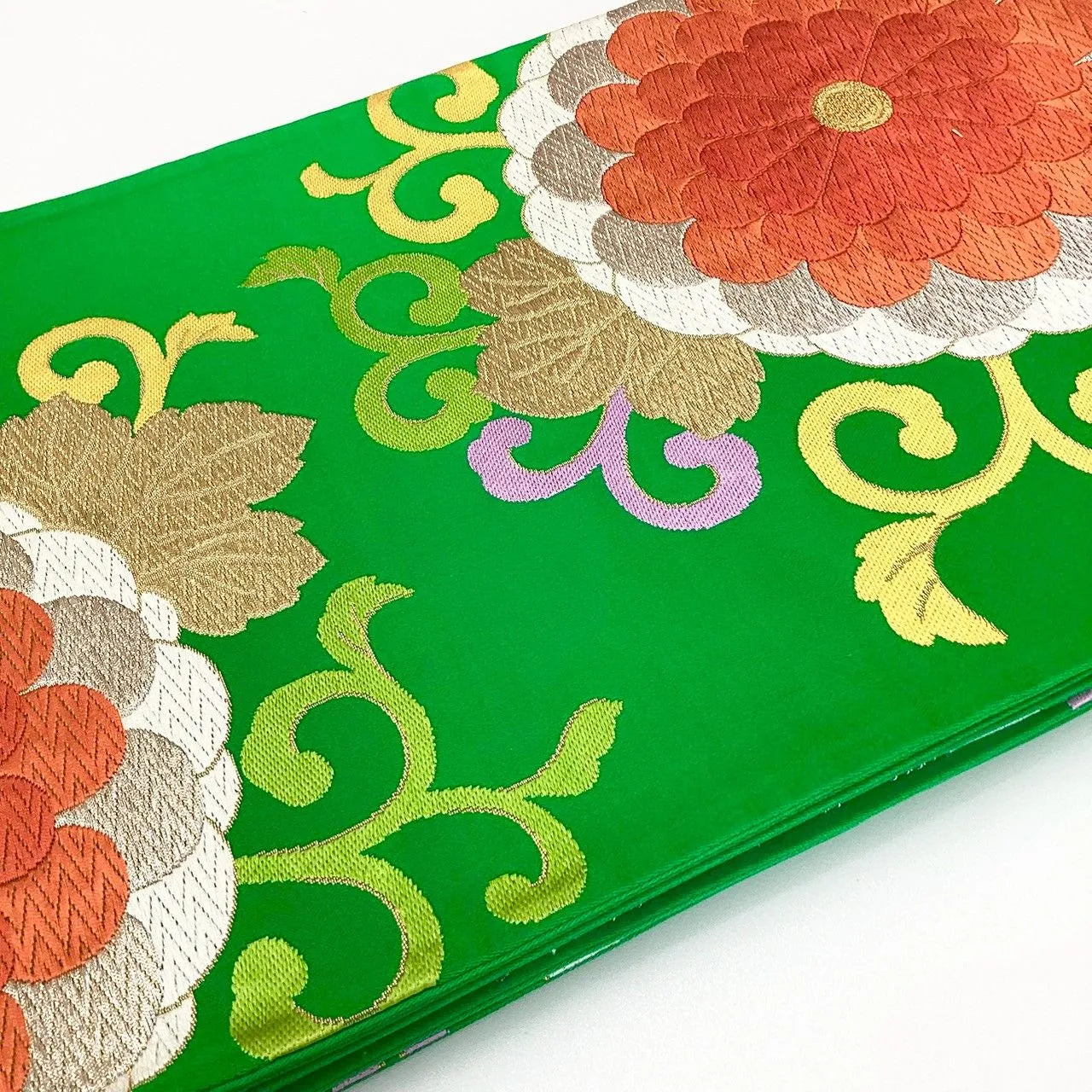 6985# Japanese Vintage Fukuro Obi Belt Kimono Fabric Silk Traditional Embroidery
