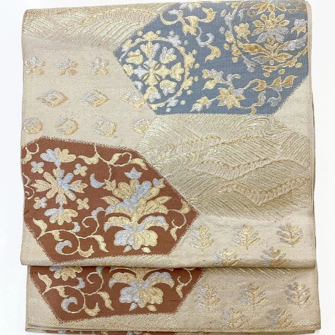 6988# Japanese Vintage Fukuro Obi Belt Kimono Fabric Silk Traditional Untailored