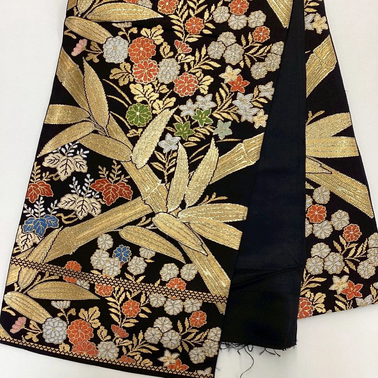 6992# Japanese Vintage Fukuro Obi Belt Kimono Fabric Silk Traditional Untailored