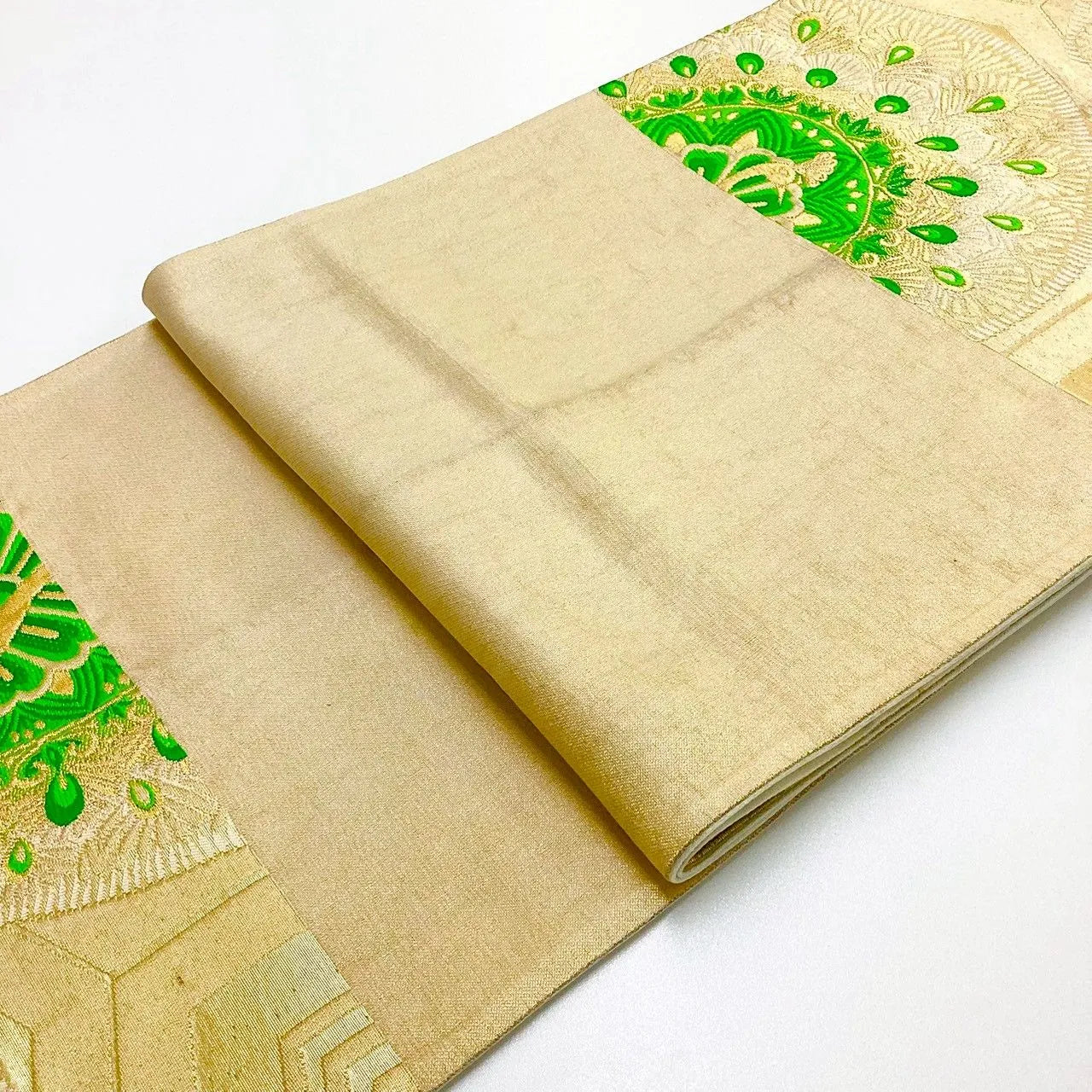 7004# Japanese Vintage Fukuro Obi Belt Kimono Fabric Silk Traditional Gold