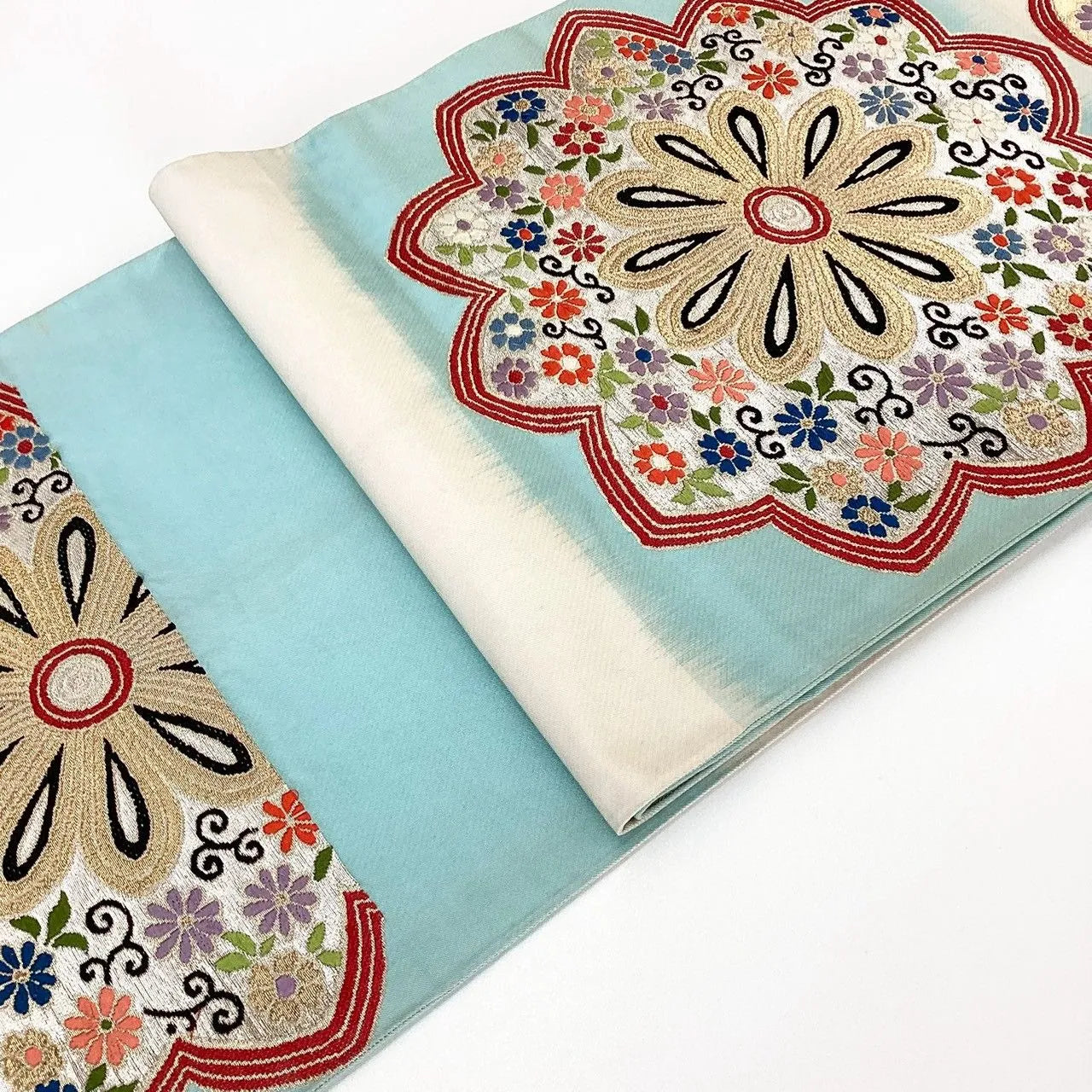 7029# Japanese Vintage Fukuro Obi Belt Kimono Fabric Silk Traditional