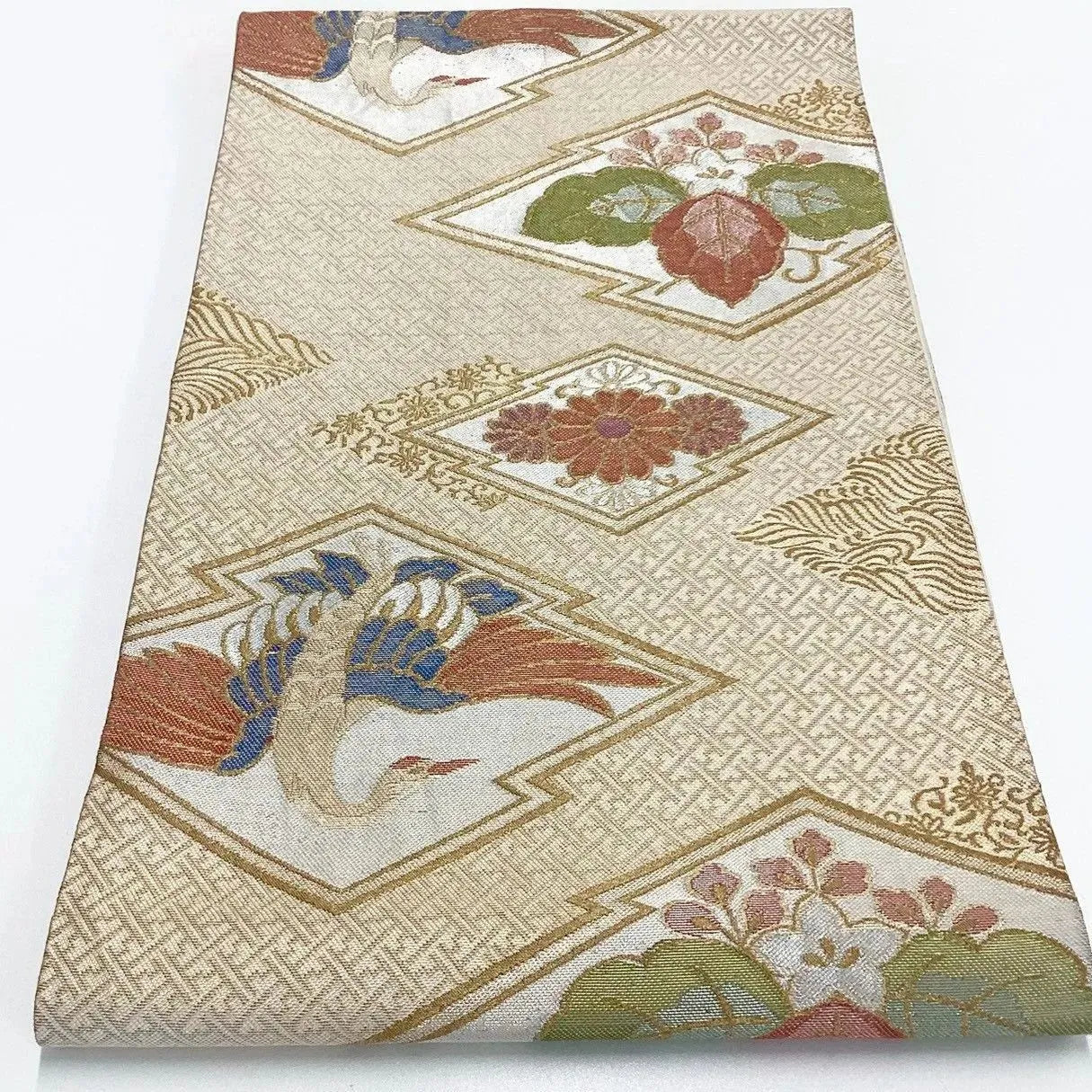 7012# Japanese Vintage Fukuro Obi Belt Kimono Fabric Silk Traditional Untailored