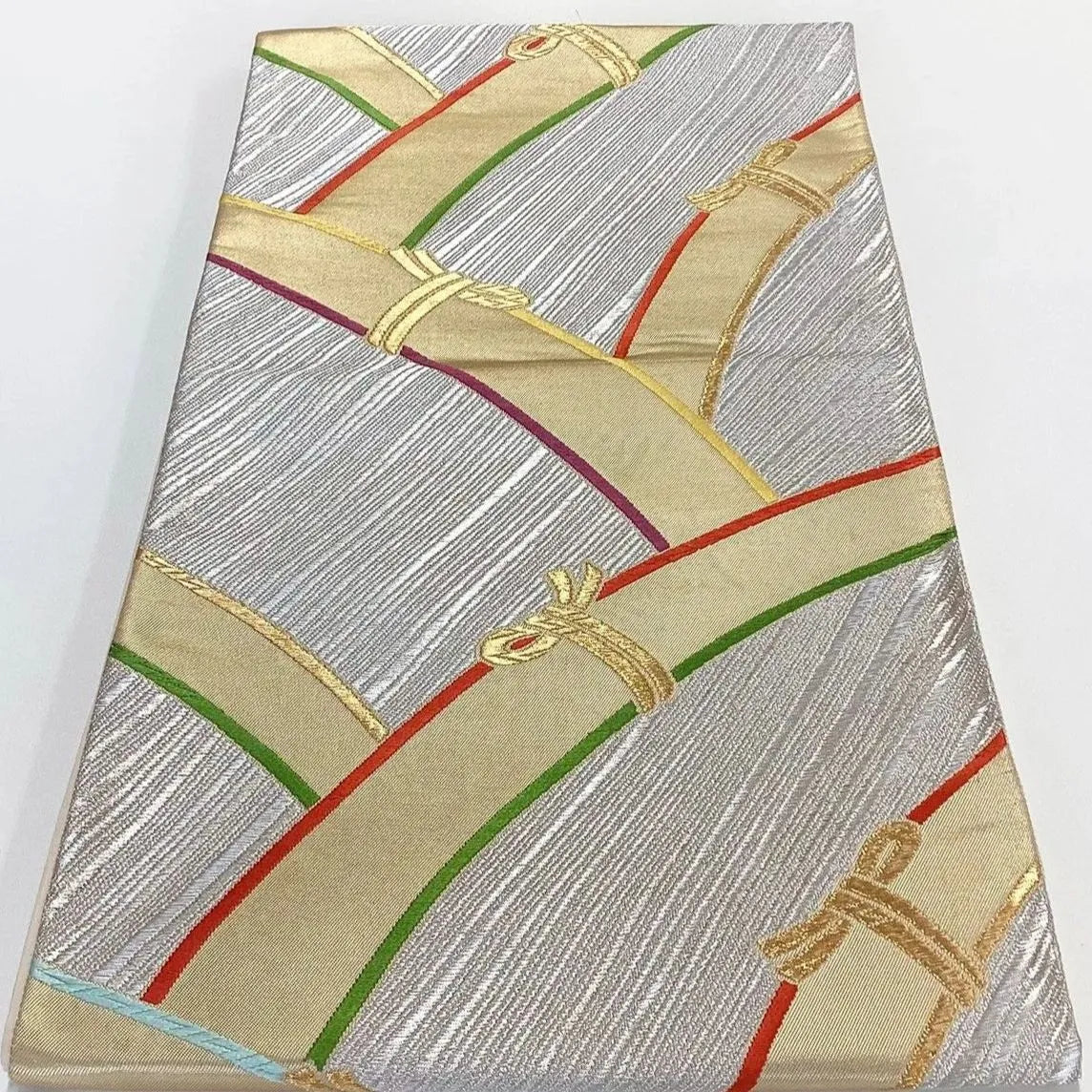 7032# Japanese Vintage Fukuro Obi Belt Kimono Fabric Silk Traditional Untailored