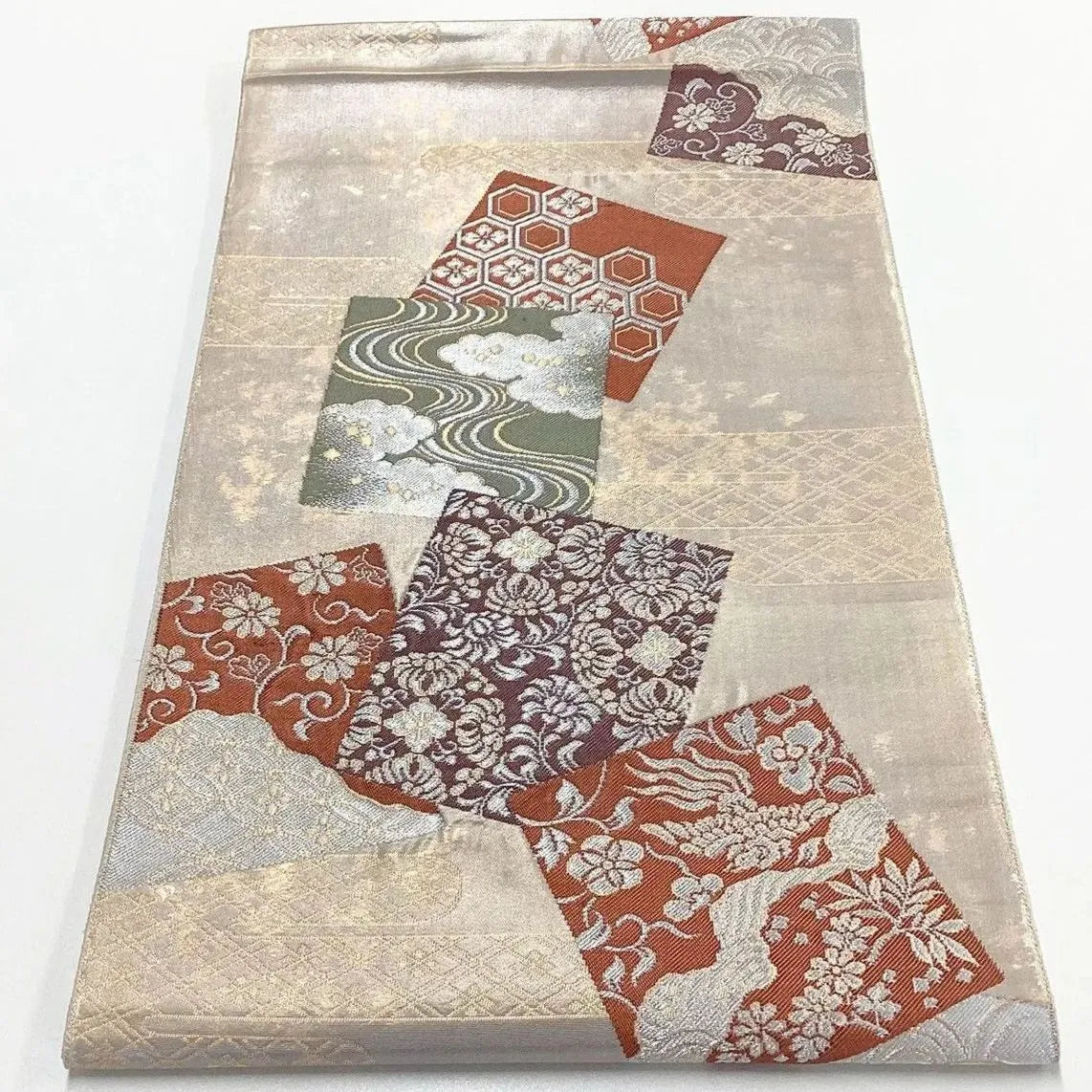 7049# Japanese Vintage Fukuro Obi Belt Kimono Fabric Silk Traditional