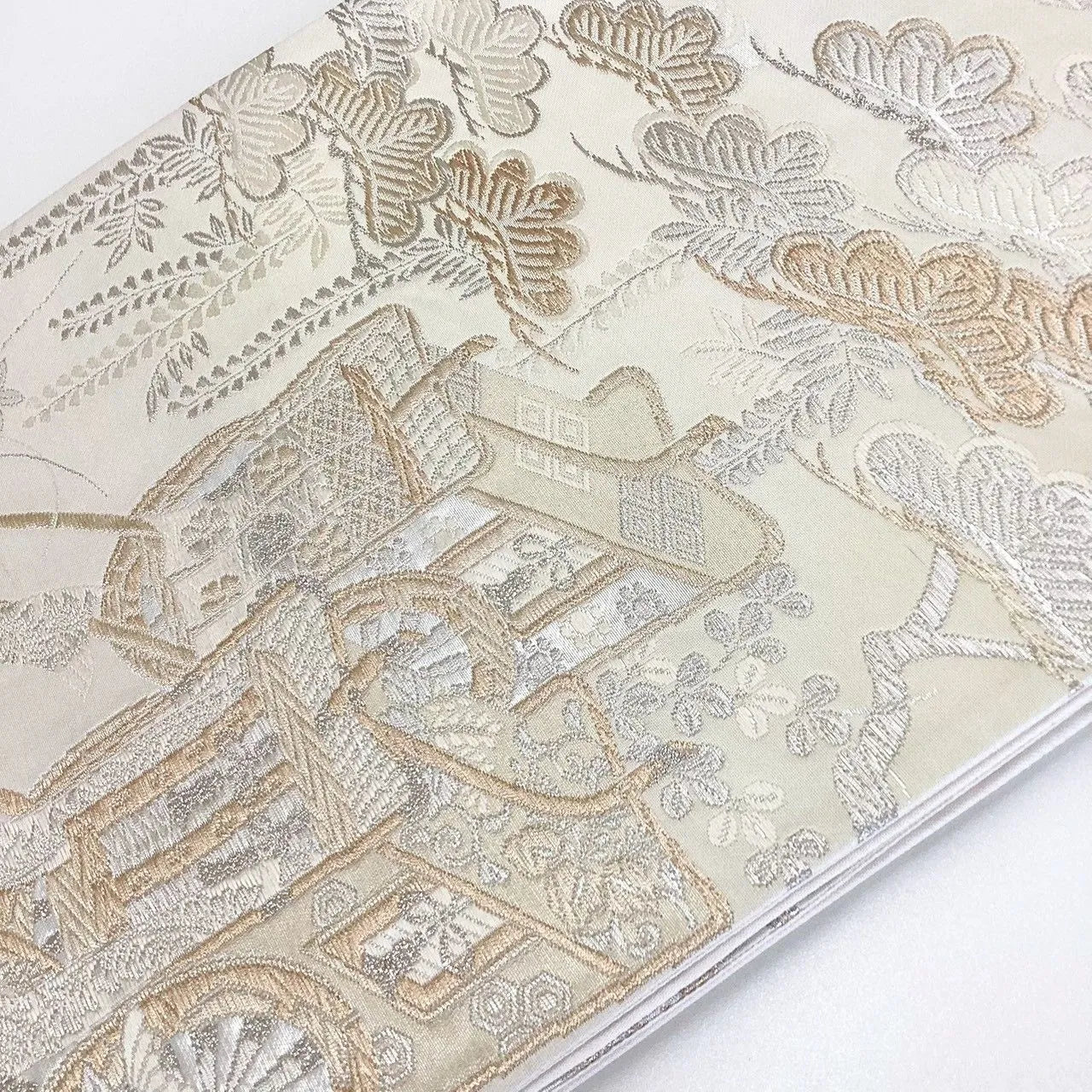 7054# Japanese Vintage Fukuro Obi Belt Kimono Fabric Silk All-over pattern　