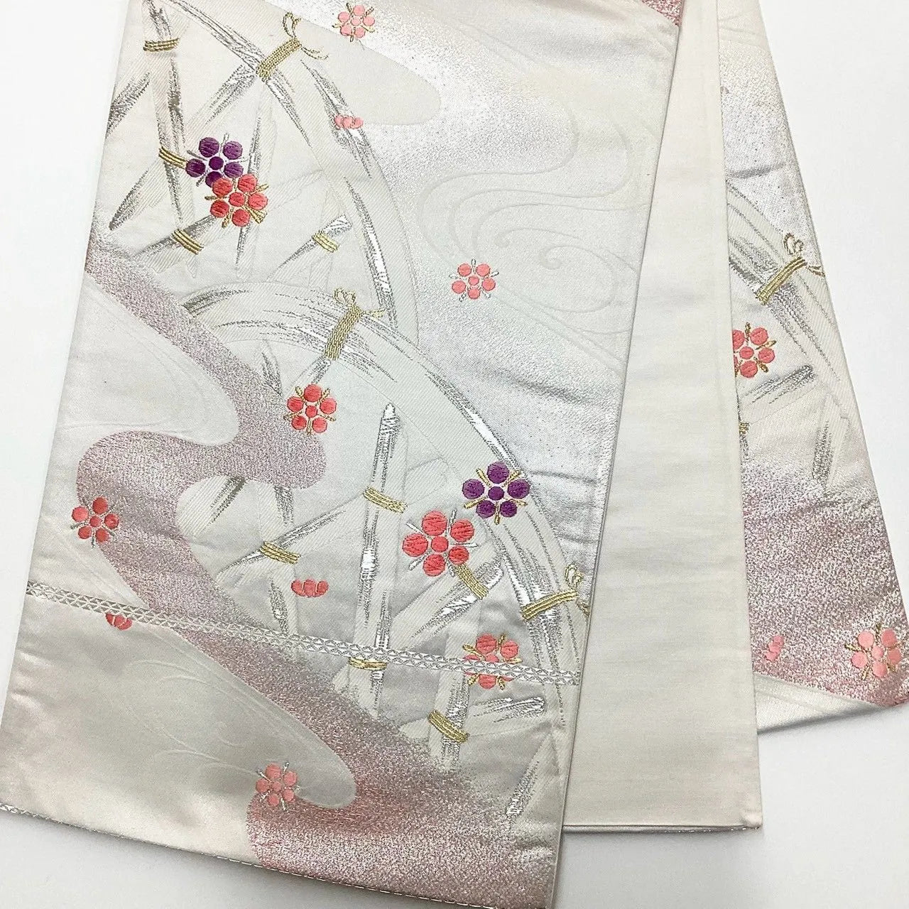 7063# Japanese Vintage Fukuro Obi Belt Kimono Fabric Silk Traditional