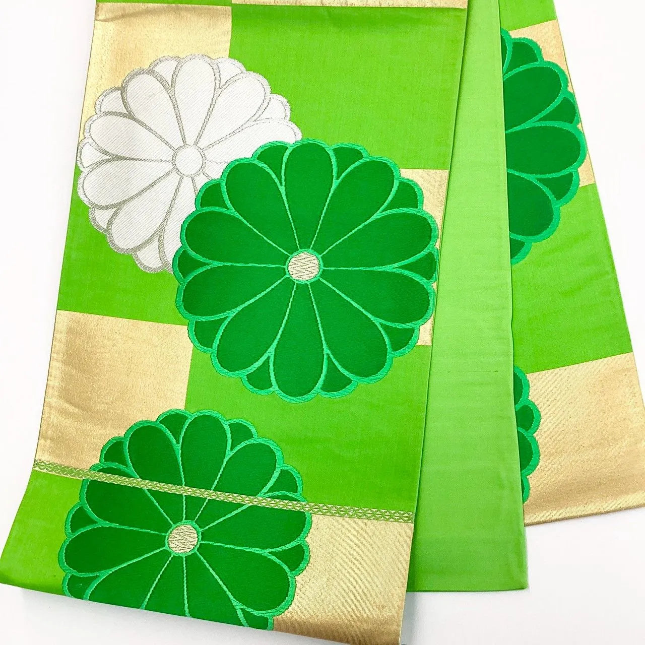 7227# Japanese Vintage Fukuro Obi Belt Kimono Fabric Silk Traditional Embroidery