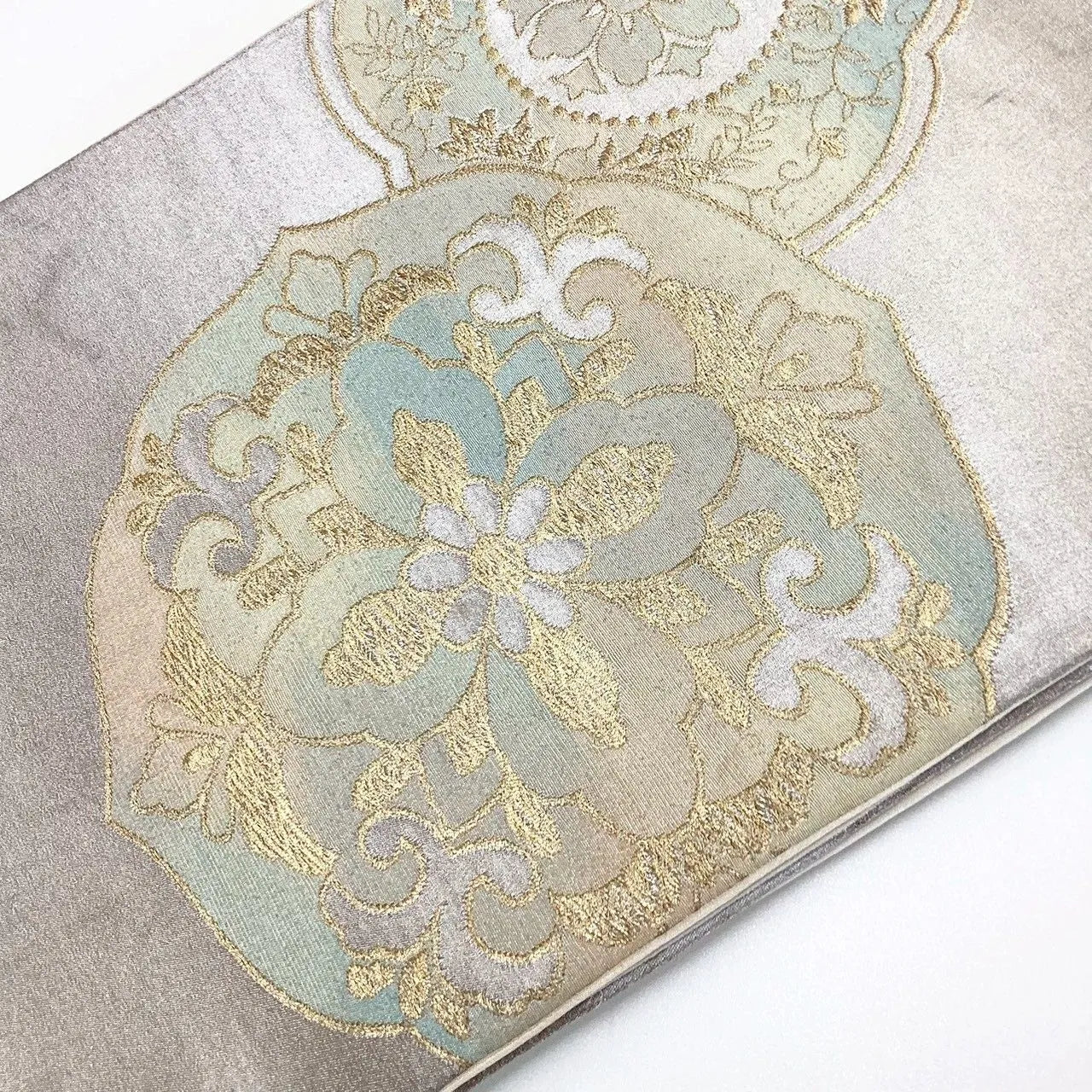 7236# Japanese Vintage Fukuro Obi Belt Kimono Fabric Silk Traditional Unfinished