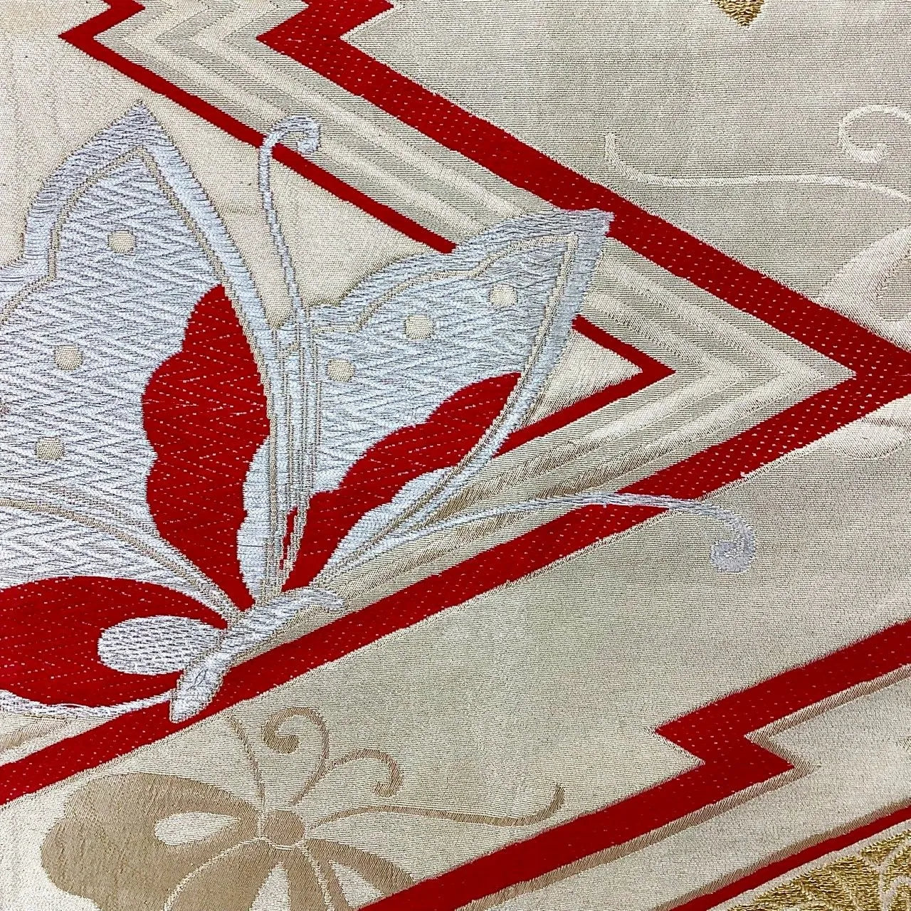 7239# Japanese Vintage Fukuro Obi Belt Kimono Fabric Silk Traditional Unfinished