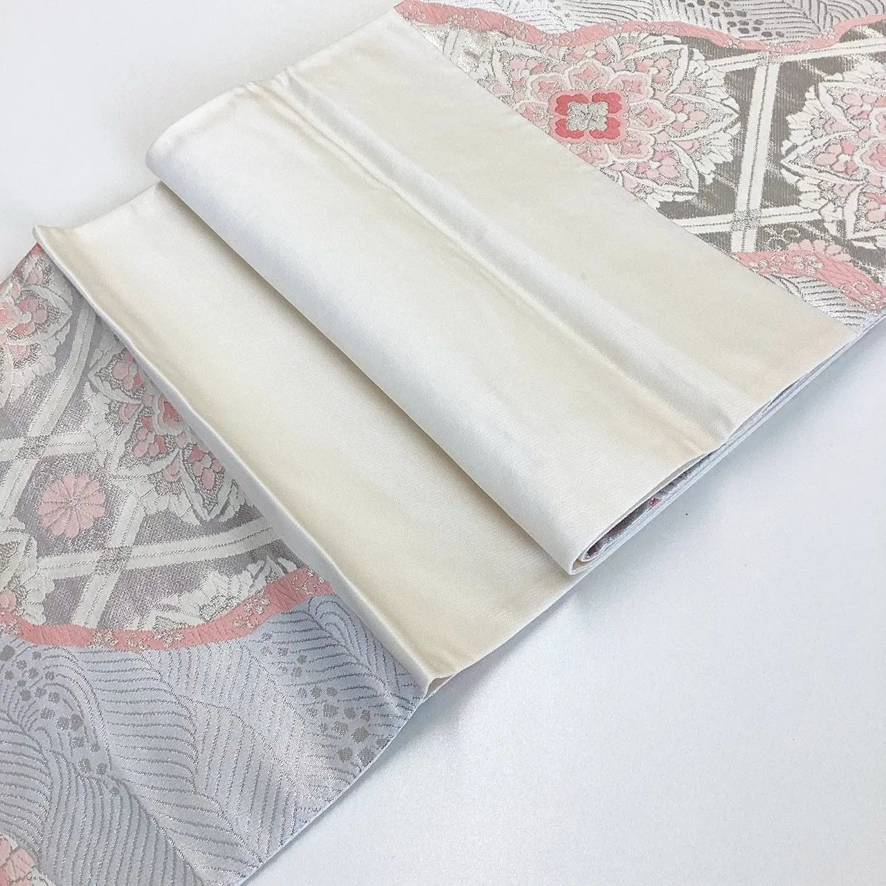 7244# Japanese Vintage Fukuro Obi Belt Kimono Fabric Silk Traditional Unfinished