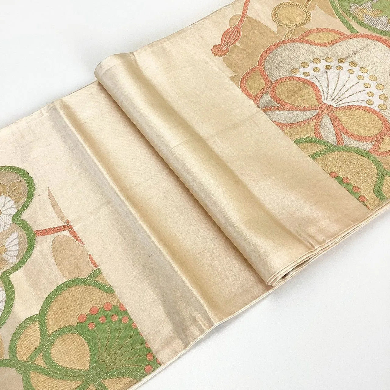 7248# Japanese Vintage Fukuro Obi Belt Kimono Fabric Silk Traditional Unfinished