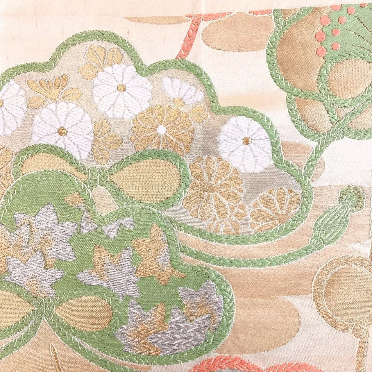 7248# Japanese Vintage Fukuro Obi Belt Kimono Fabric Silk Traditional Unfinished