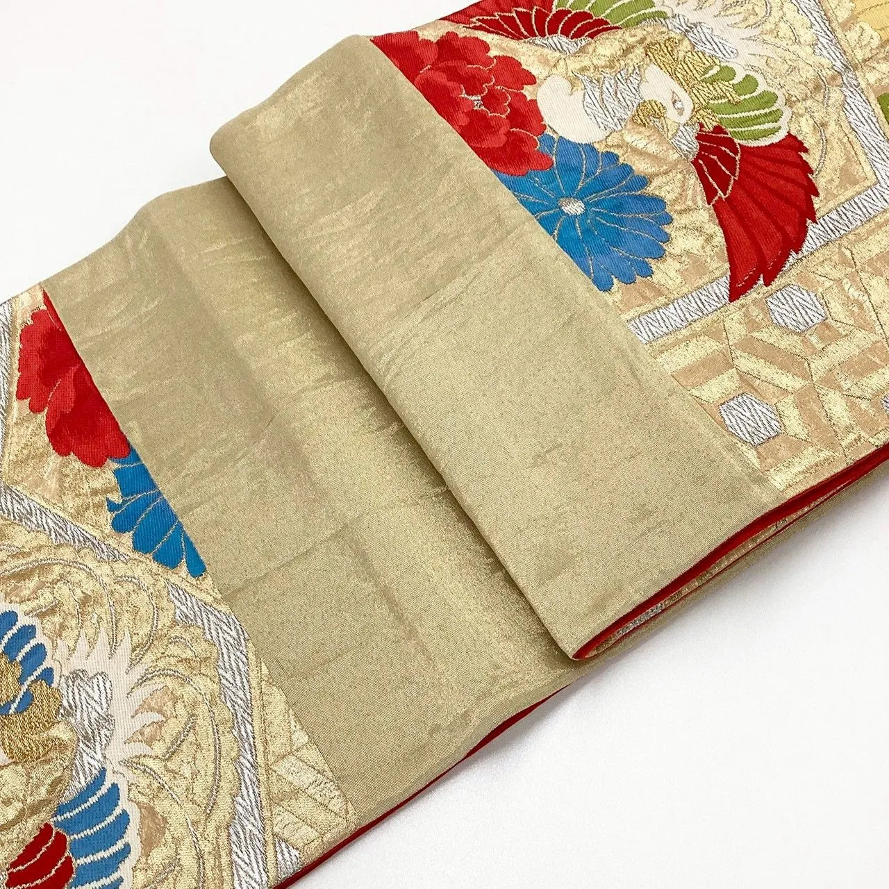 7251# Japanese Vintage Fukuro Obi Belt Kimono Fabric Silk Traditional