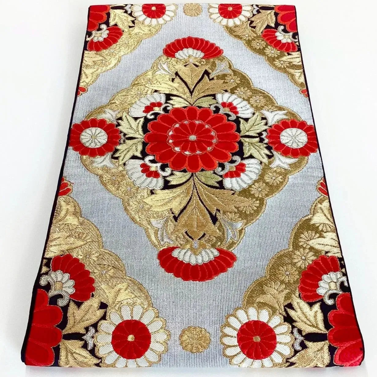 7249# Japanese Vintage Fukuro Obi Belt Kimono Fabric Silk Traditional Unfinished