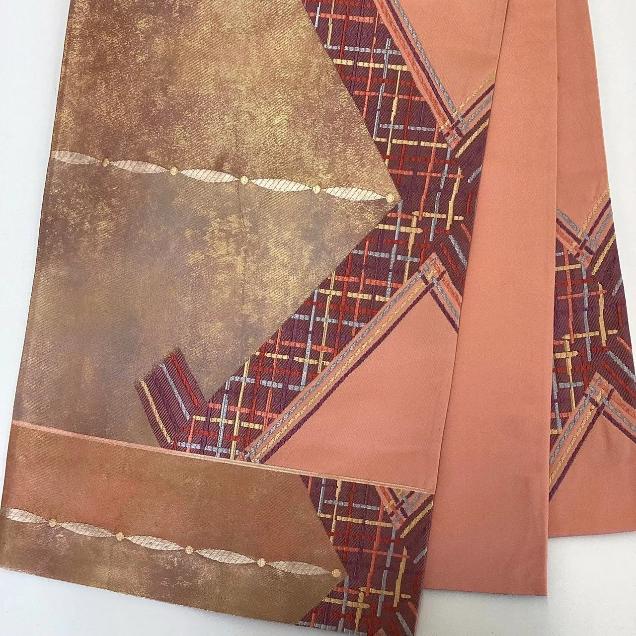 7282# Japanese Vintage Fukuro Obi Belt Kimono Fabric Silk Traditional Embroidery