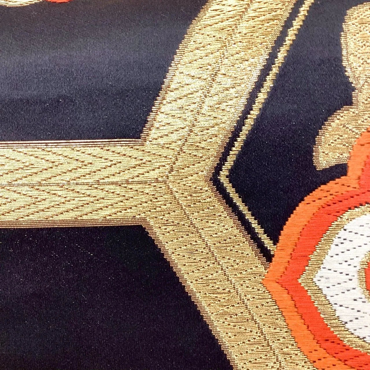 7308# Japanese Vintage Fukuro Obi Belt Kimono Fabric Silk Traditional Unfinished