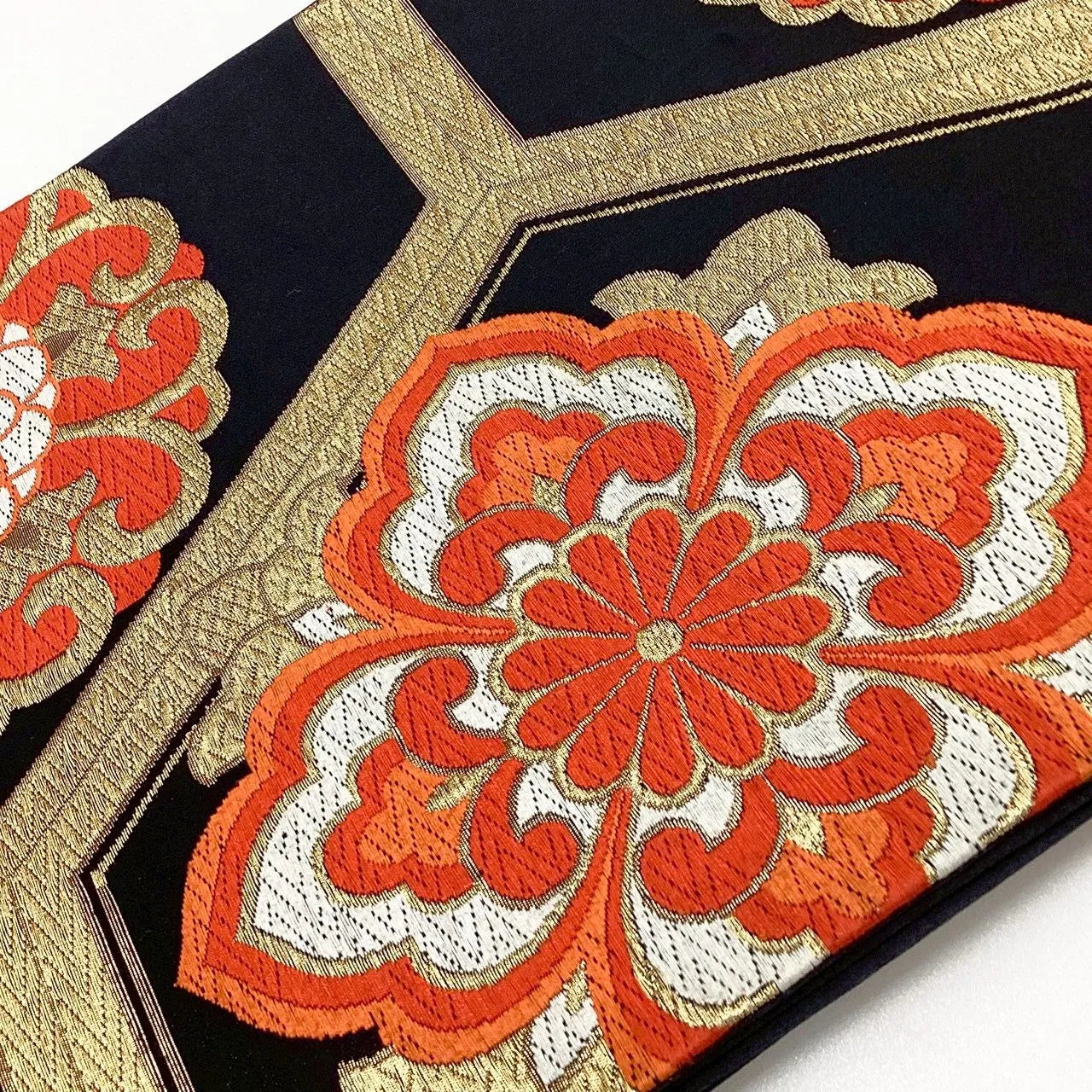7308# Japanese Vintage Fukuro Obi Belt Kimono Fabric Silk Traditional Unfinished