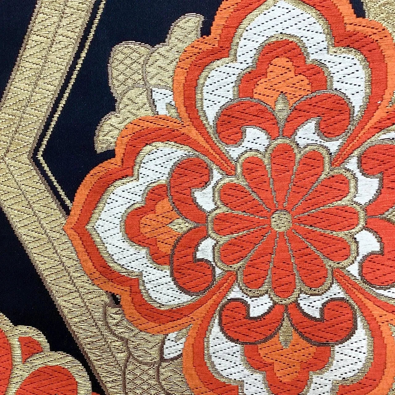 7308# Japanese Vintage Fukuro Obi Belt Kimono Fabric Silk Traditional Unfinished