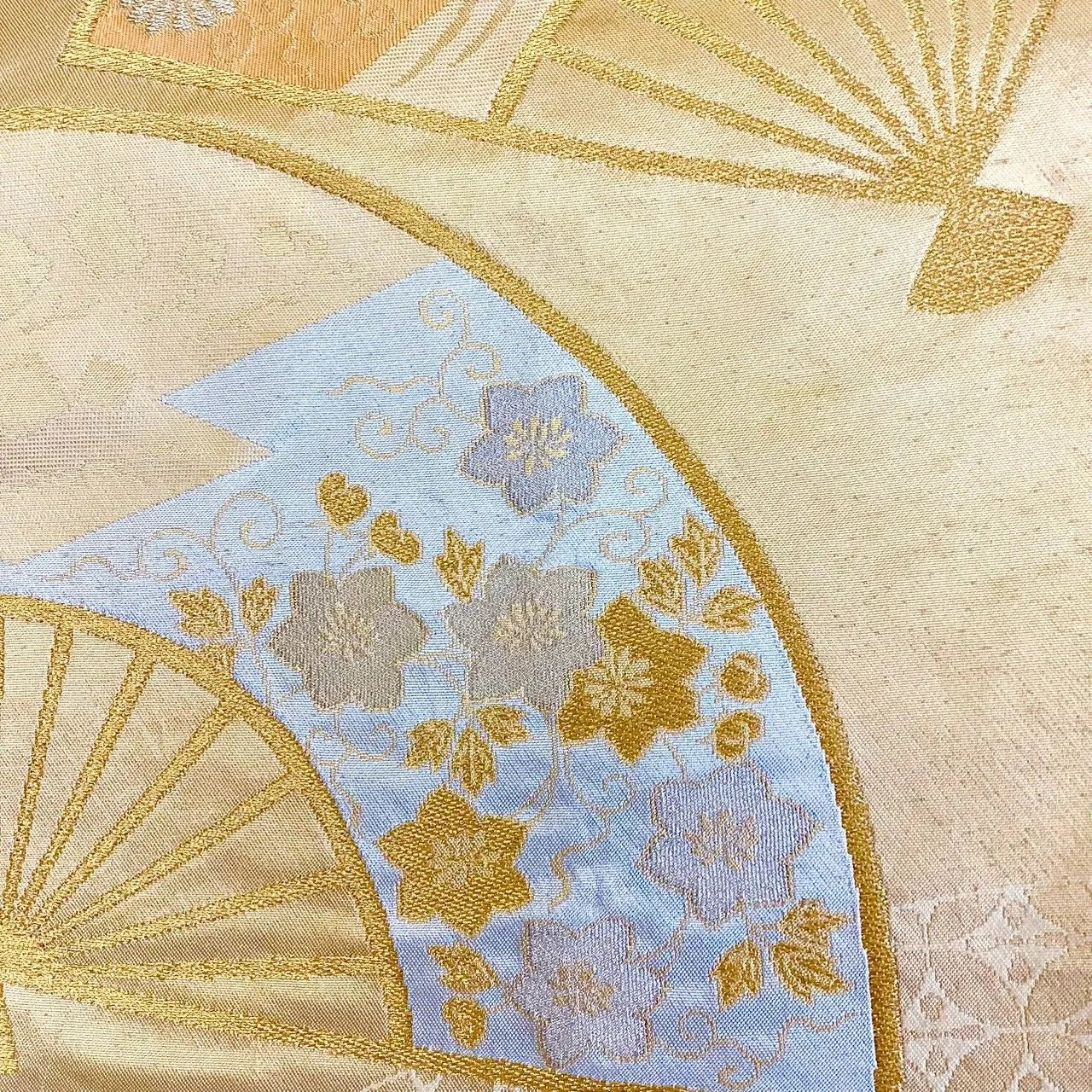 7309# Japanese Vintage Fukuro Obi Belt Kimono Fabric Silk Traditional Gold