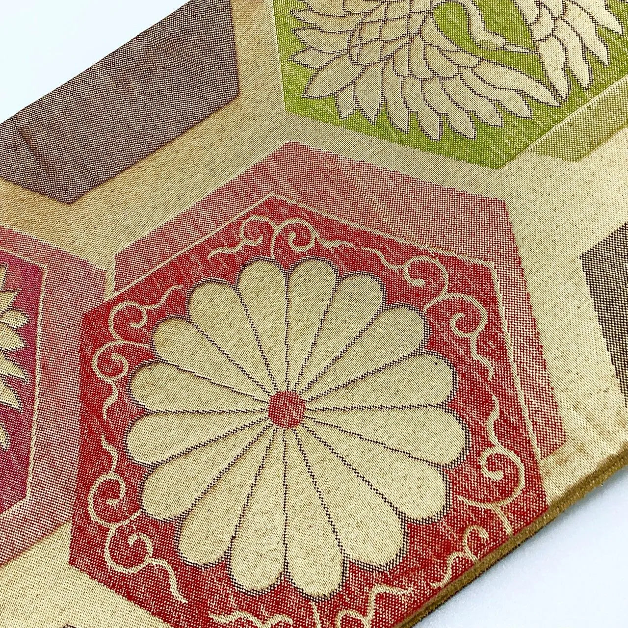 7312# Japanese Vintage Fukuro Obi Belt Kimono Fabric Silk Traditional