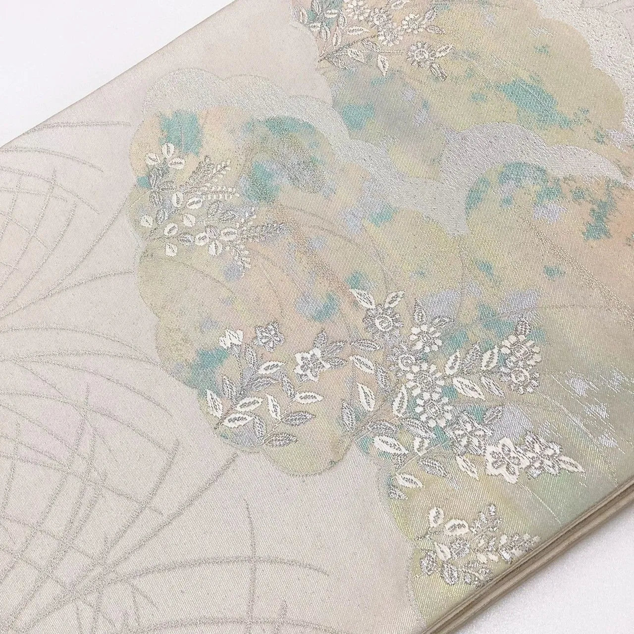 7313# Japanese Vintage Fukuro Obi Belt Kimono Fabric Silk Traditional Unfinished
