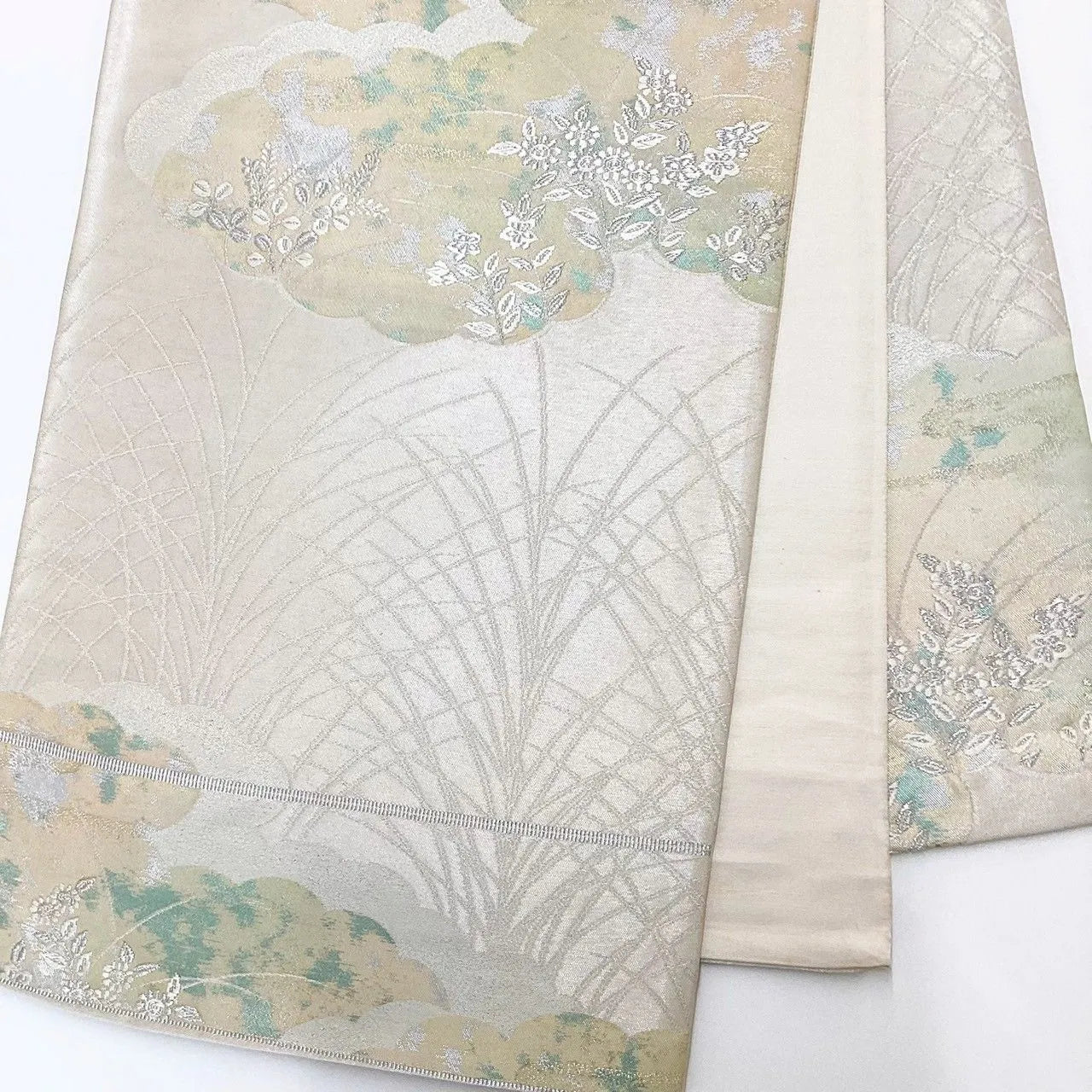7313# Japanese Vintage Fukuro Obi Belt Kimono Fabric Silk Traditional Unfinished
