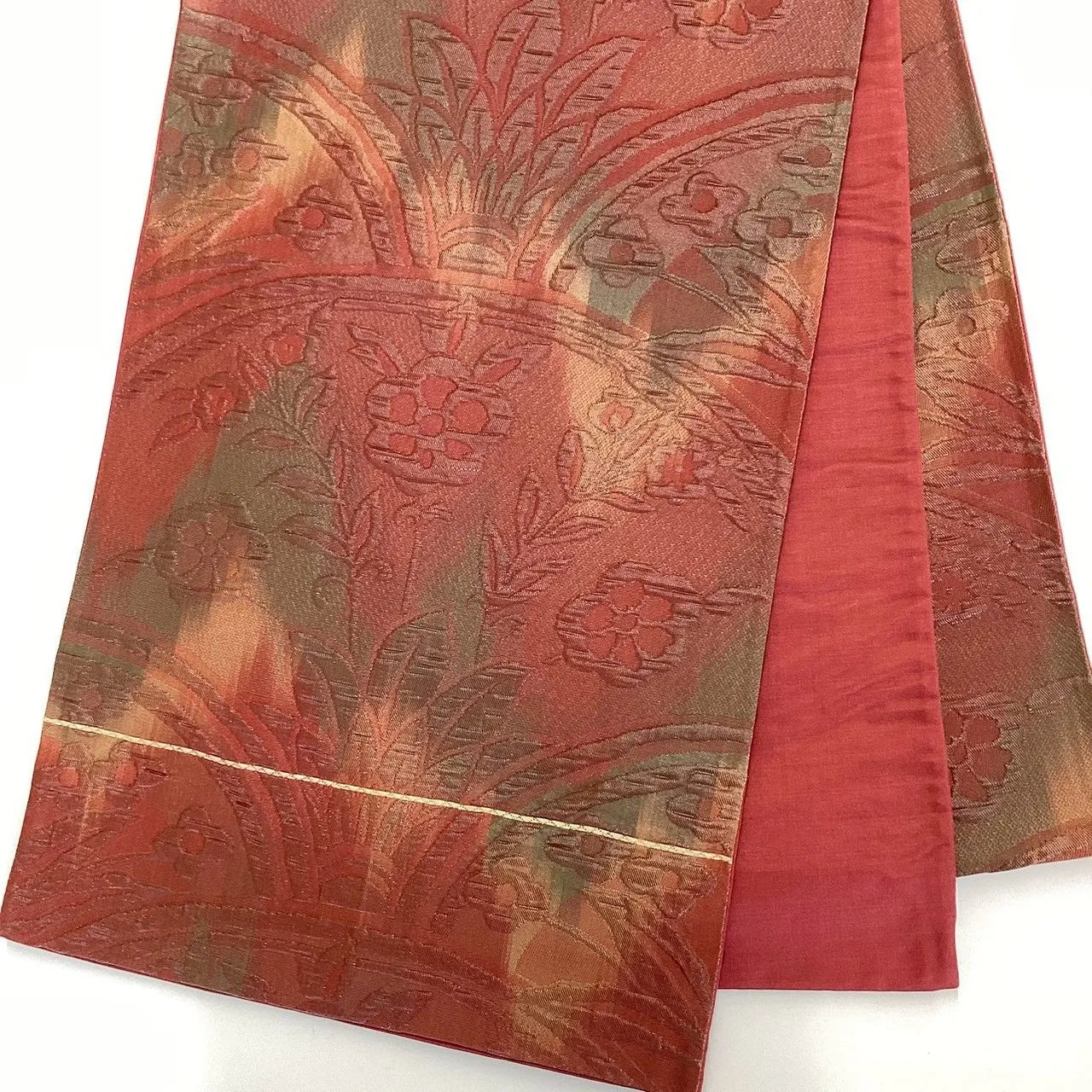 7314# Japanese Vintage Fukuro Obi Belt Kimono Fabric Silk Traditional