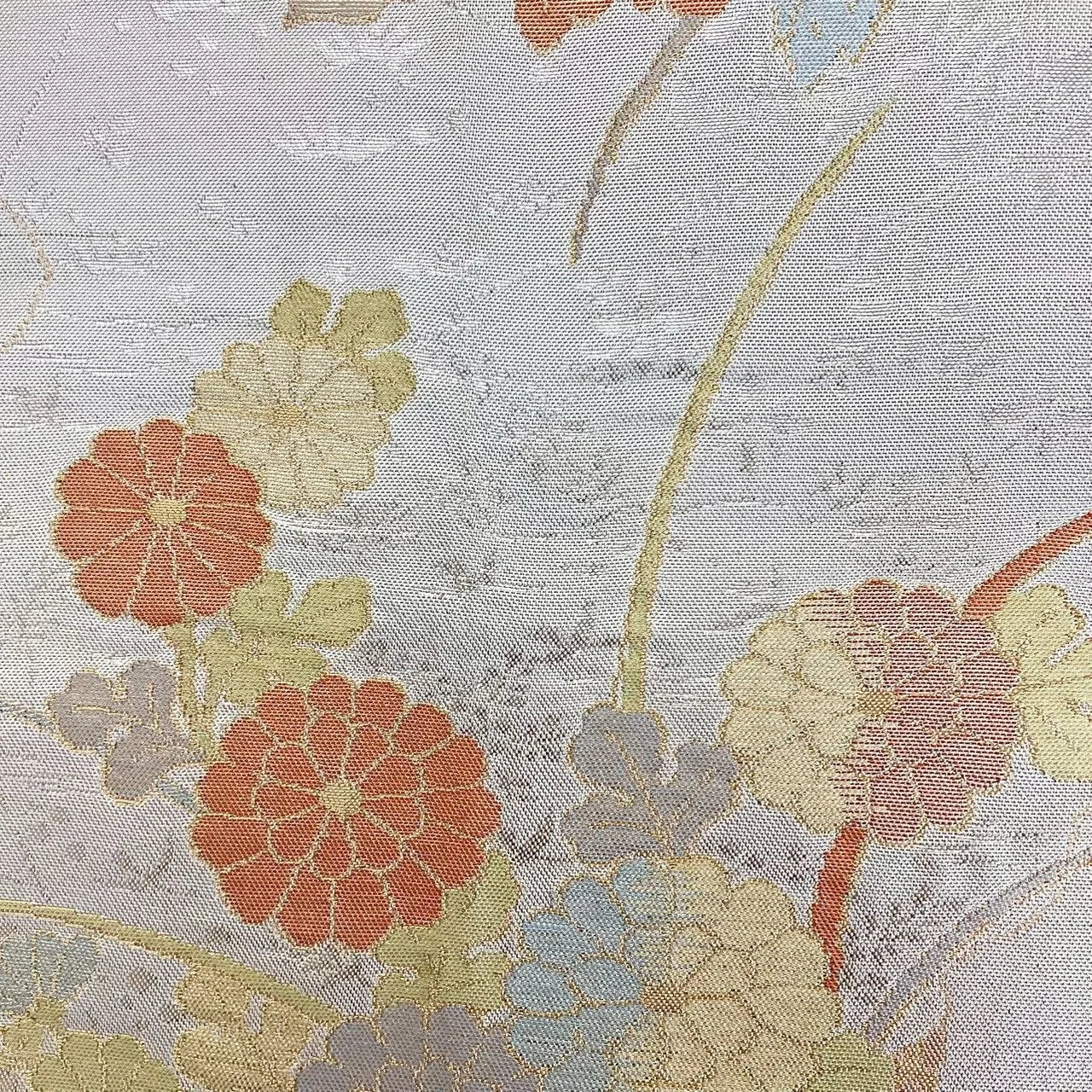 7317# Japanese Vintage Fukuro Obi Belt Kimono Fabric Silk Traditional Gold