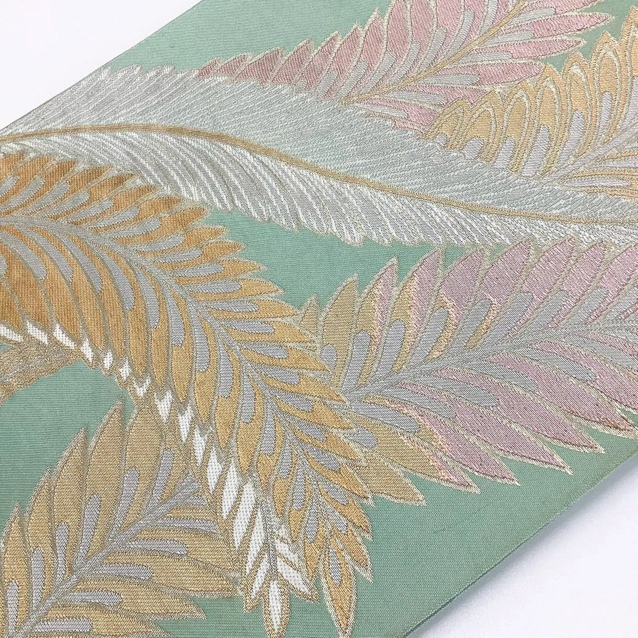 7319# Japanese Vintage Fukuro Obi Belt Kimono Fabric Silk Traditional Unfinished