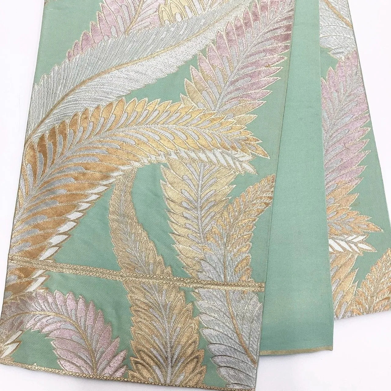 7319# Japanese Vintage Fukuro Obi Belt Kimono Fabric Silk Traditional Unfinished