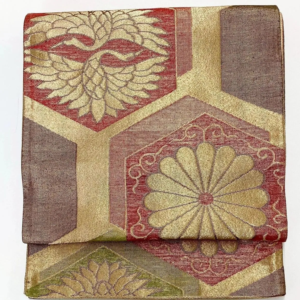 7312# Japanese Vintage Fukuro Obi Belt Kimono Fabric Silk Traditional