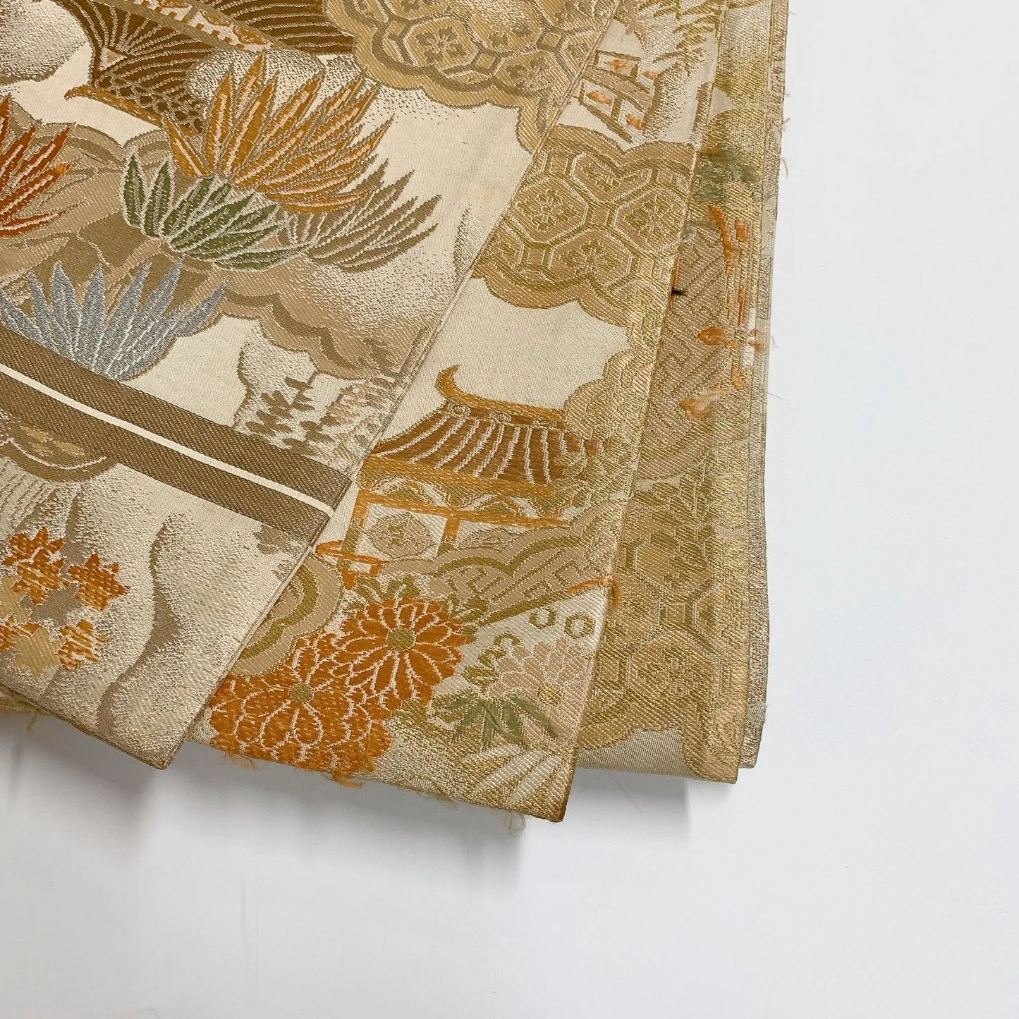 7320# Japanese Antique Fukuro Obi Belt Kimono Fabric Silk All-over pattern
